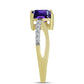 Goldplattierter Silberring mit marokkanischem Amethyst und weißem Topas
