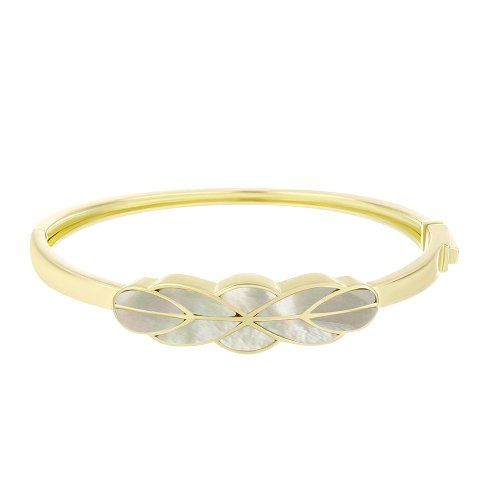 Goldplattierter Silberarmreif mit Perlmutt 1 