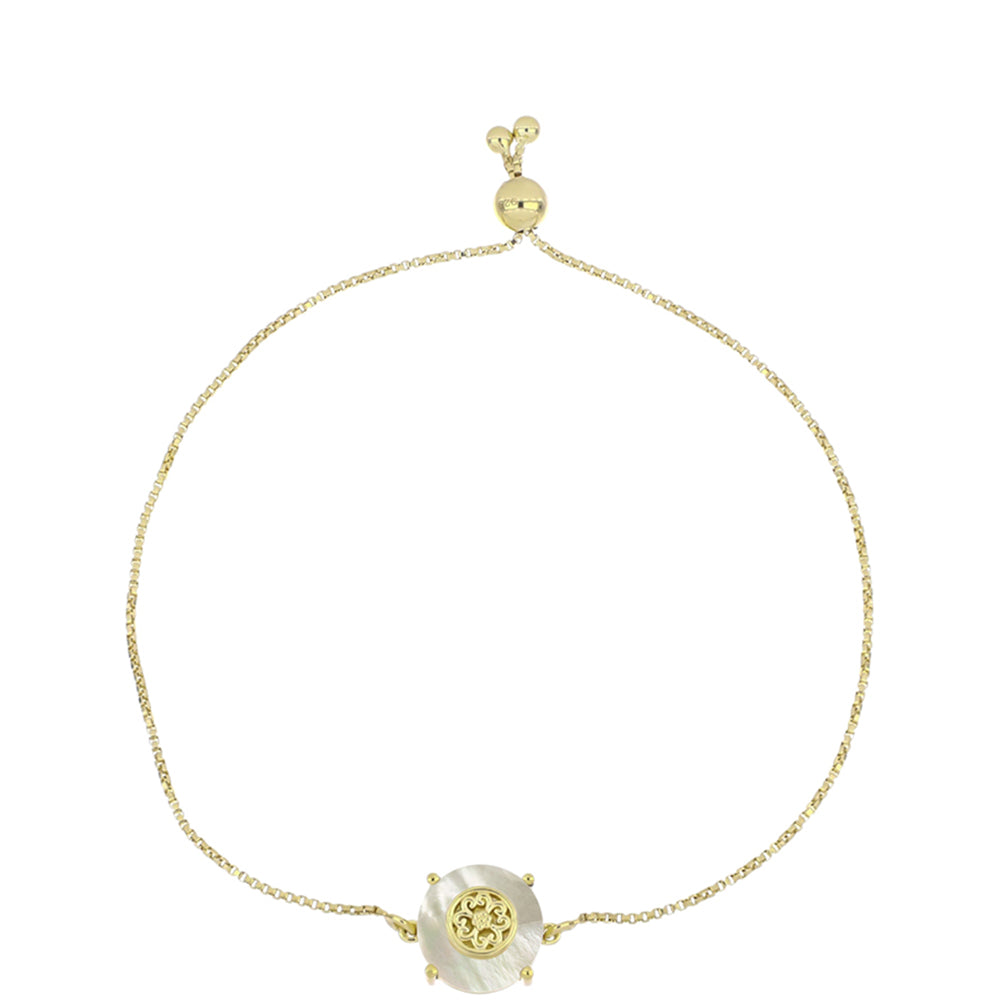 Goldplattiertes Silberarmband mit Perlmutt