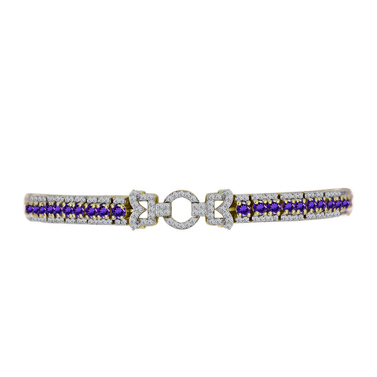 Goldplattiertes Silberarmband mit marokkanischem Amethyst und weißem Topas