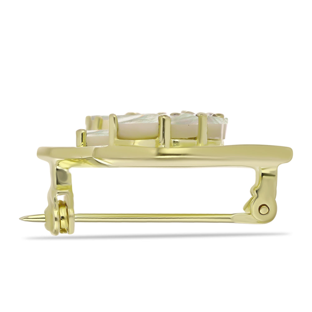 Goldplattierte Silberbrosche mit Perlmutt 2 