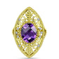 Goldplattierter Silberring mit marokkanischem Amethyst und weißem Topas