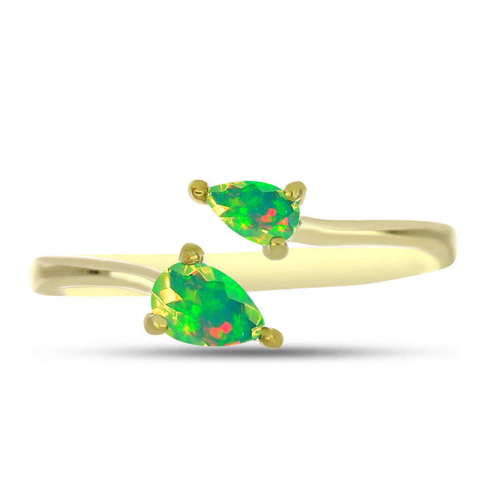 Goldplattierter Silberring mit grünem äthiopischem Opal aus Lega Dembi