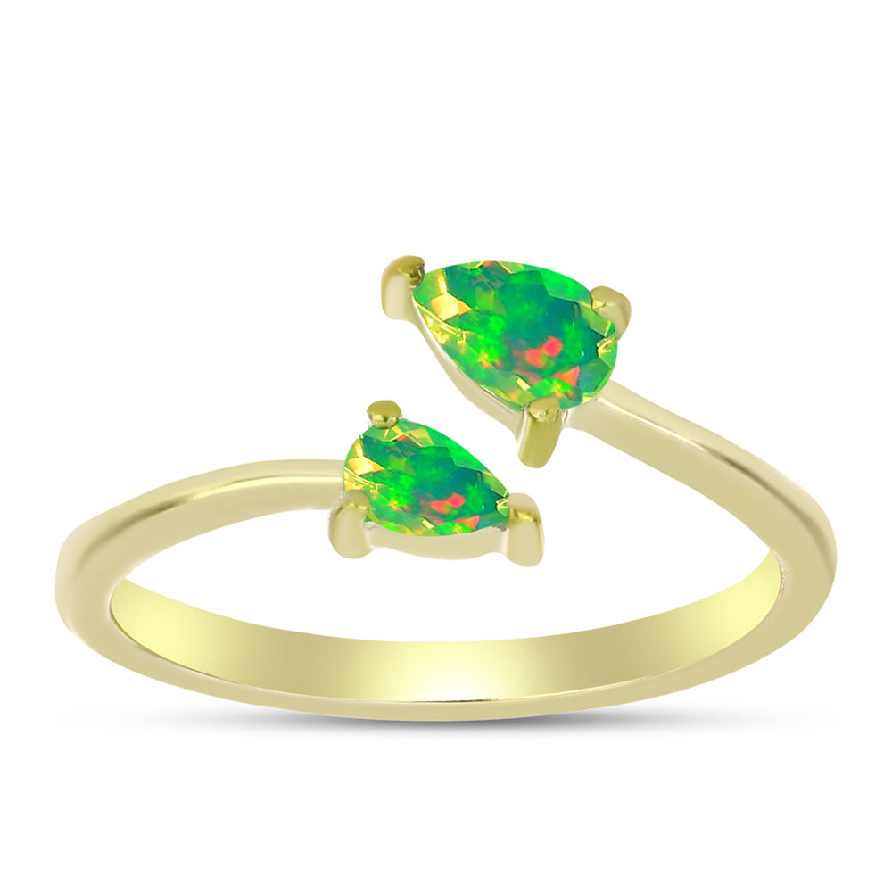 Goldplattierter Silberring mit grünem äthiopischem Opal aus Lega Dembi 3 