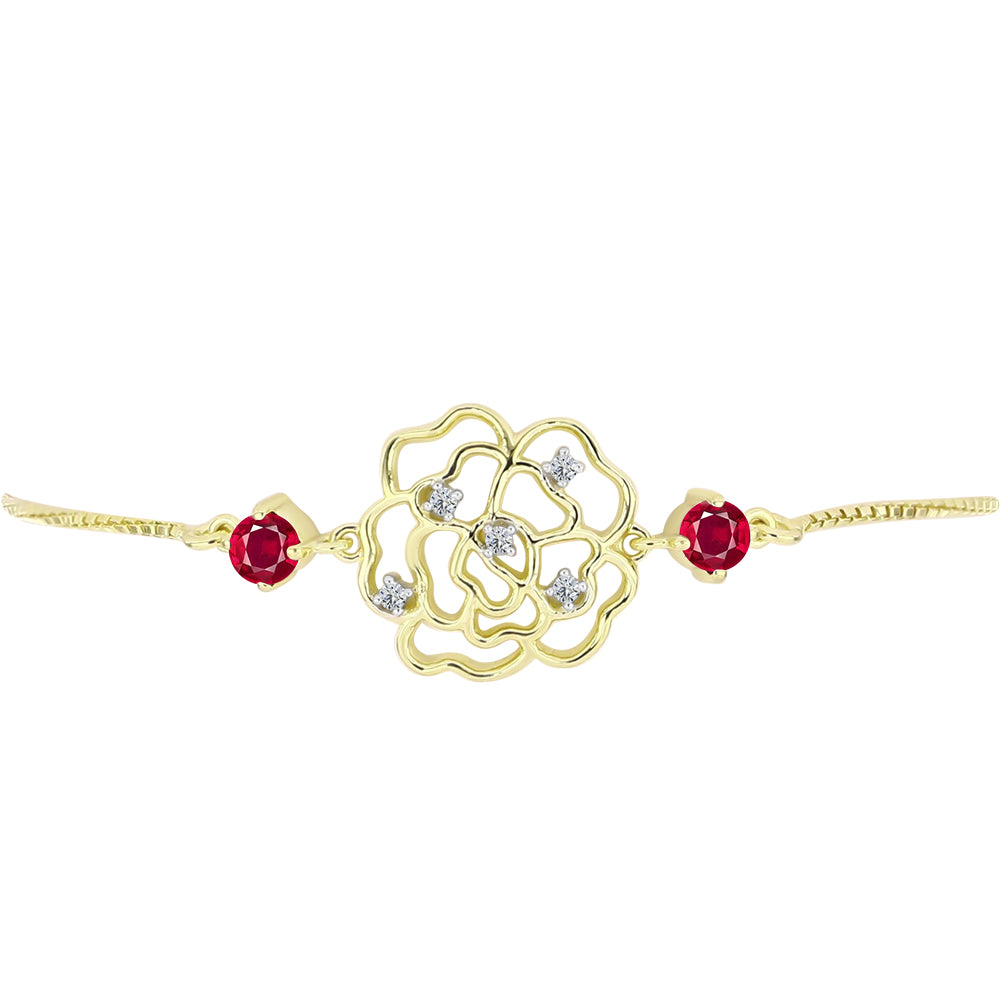 Goldplattiertes Silberarmband mit Rubin aus Madagaskar und weißem Topas 2 