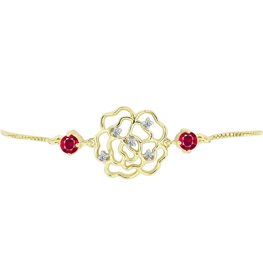 Goldplattiertes Silberarmband mit Rubin aus Madagaskar und weißem Topas