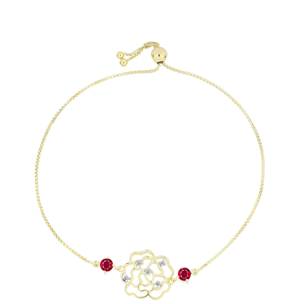 Goldplattiertes Silberarmband mit Rubin aus Madagaskar und weißem Topas 1 