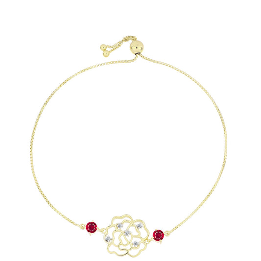 Goldplattiertes Silberarmband mit Rubin aus Madagaskar und weißem Topas