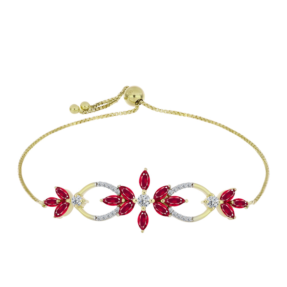 Goldplattiertes Silberarmband mit Rubin aus Madagaskar und weißem Topas 1 