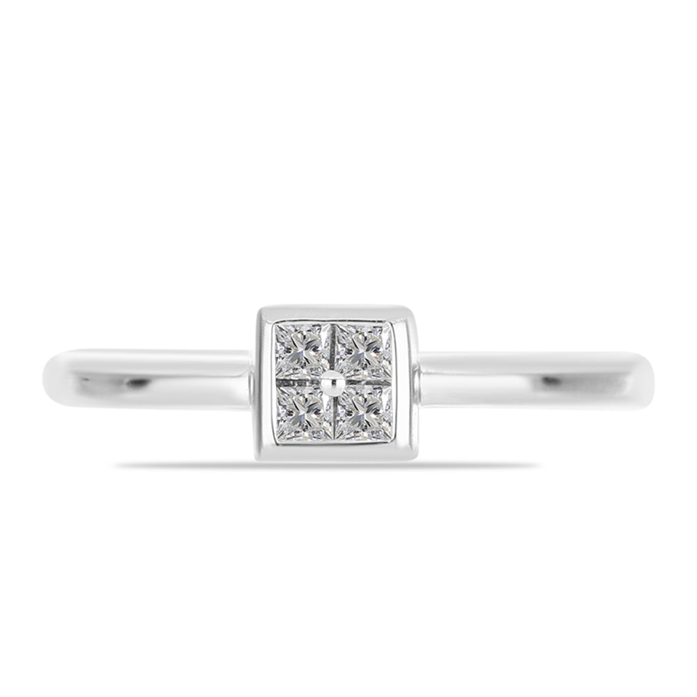 Silberring mit weißem Diamant 1 