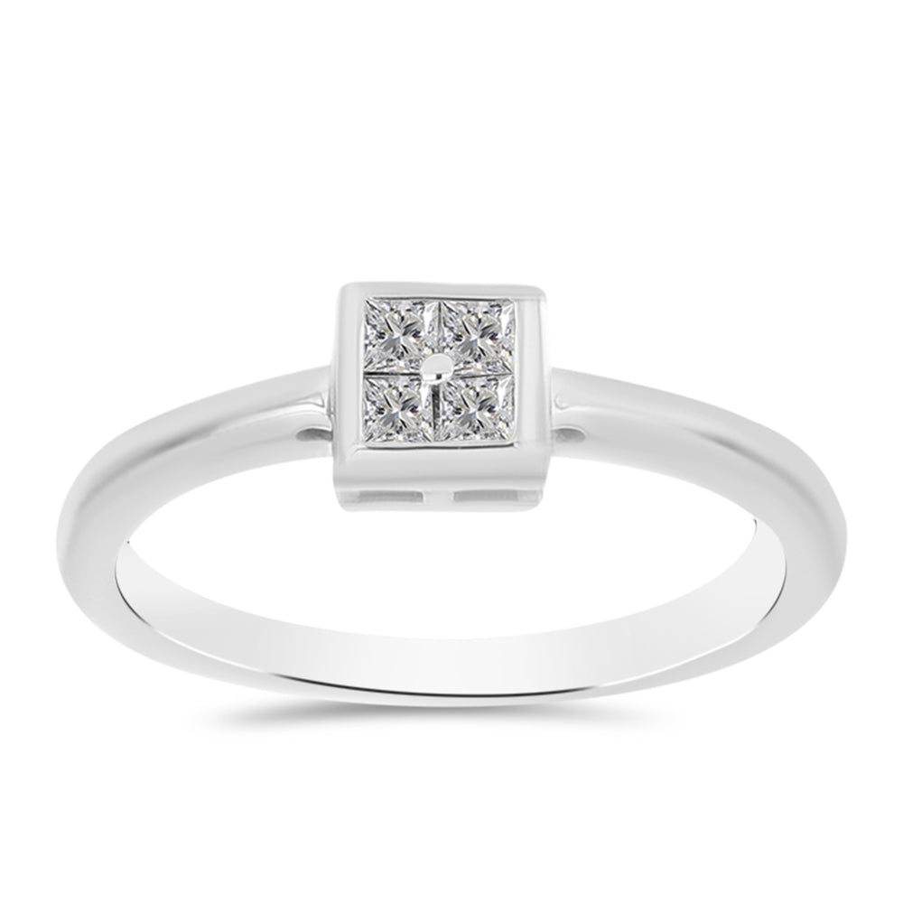 Silberring mit weißem Diamant 3 