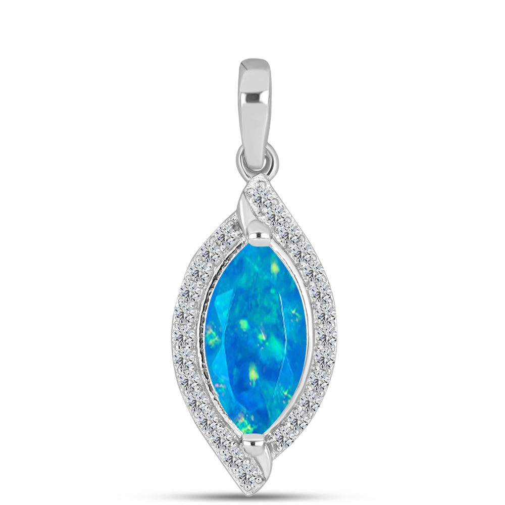 Silberanhänger mit äthiopischem Paraiba-Blauopal und weißem Topas
