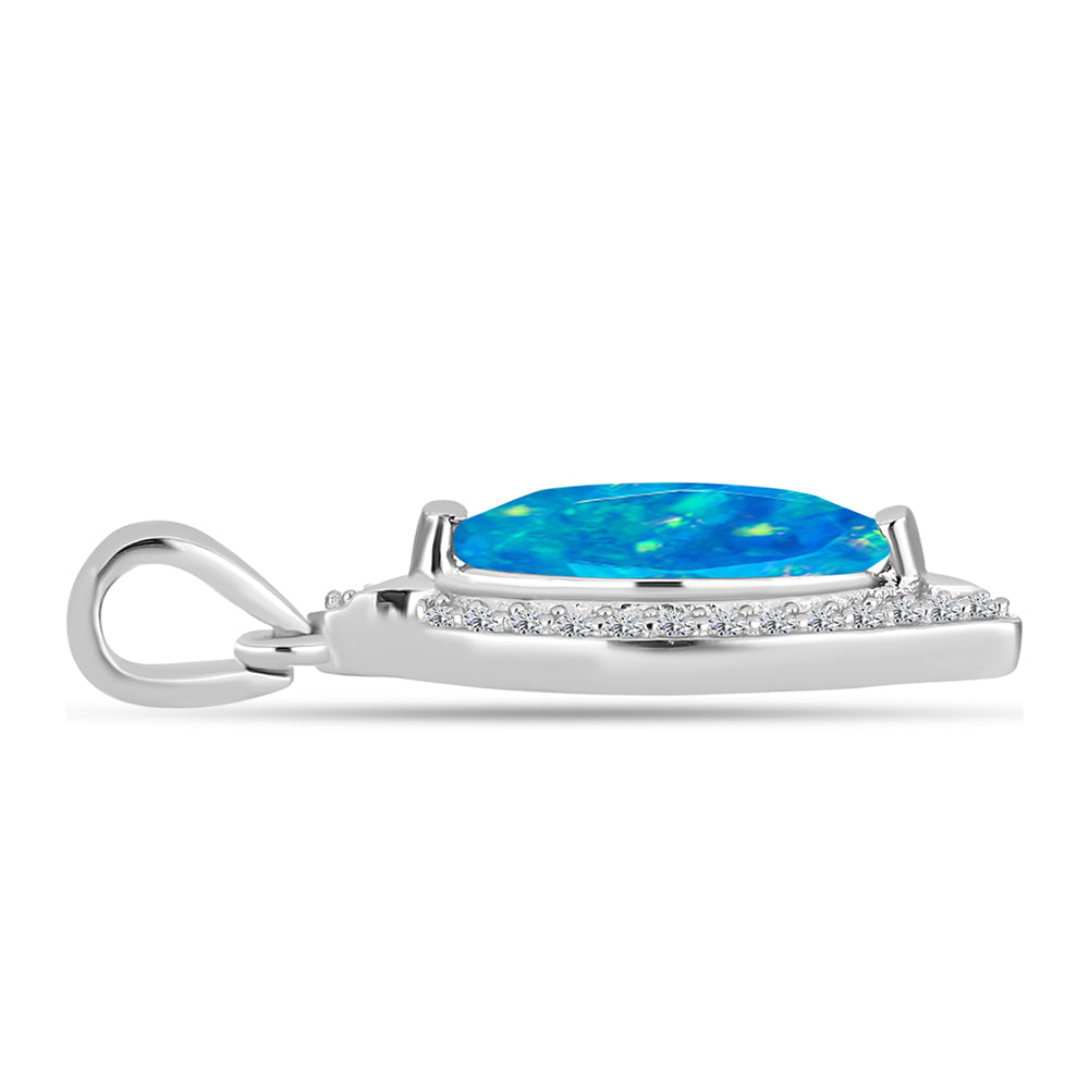 Silberanhänger mit äthiopischem Paraiba-Blauopal und weißem Topas