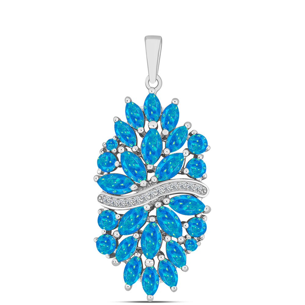 Silberanhänger mit äthiopischem Paraiba-Blauopal und weißem Topas 1 