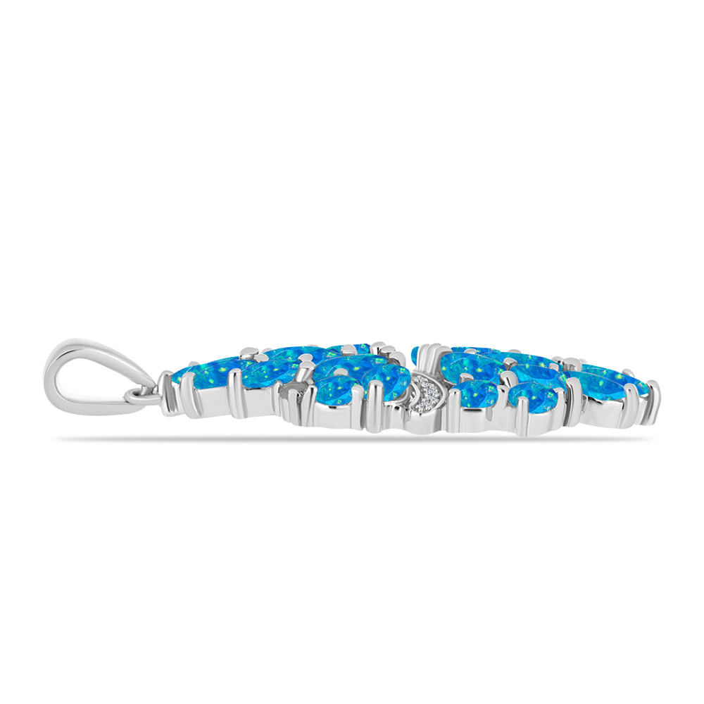 Silberanhänger mit äthiopischem Paraiba-Blauopal und weißem Topas 2 