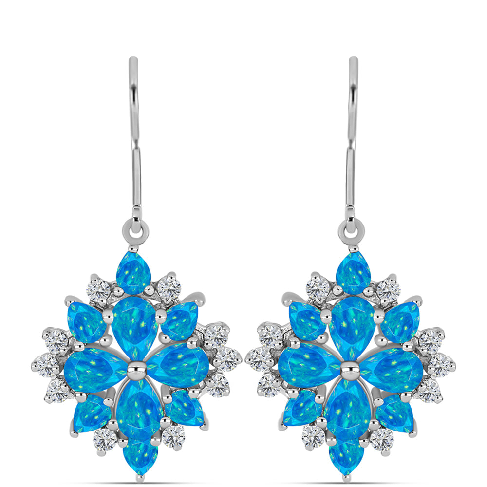 Silberohrringe mit äthiopischem Paraiba-Blauopal und weißem Topas