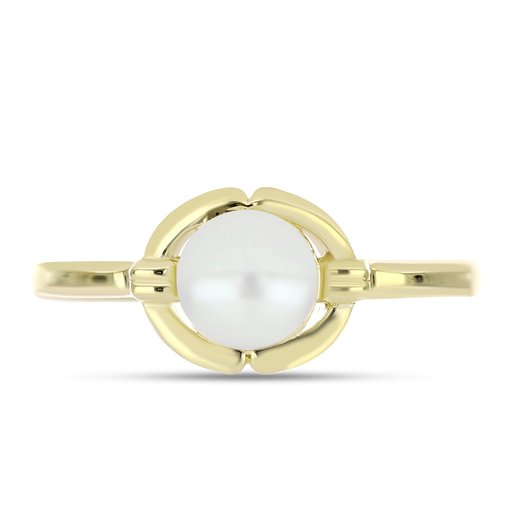Goldplattierter Silberring mit weißer Süßwasserperle 1 
