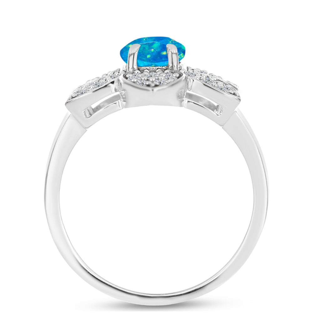 Silberring mit äthiopischem Paraiba-Blauopal und weißem Topas
