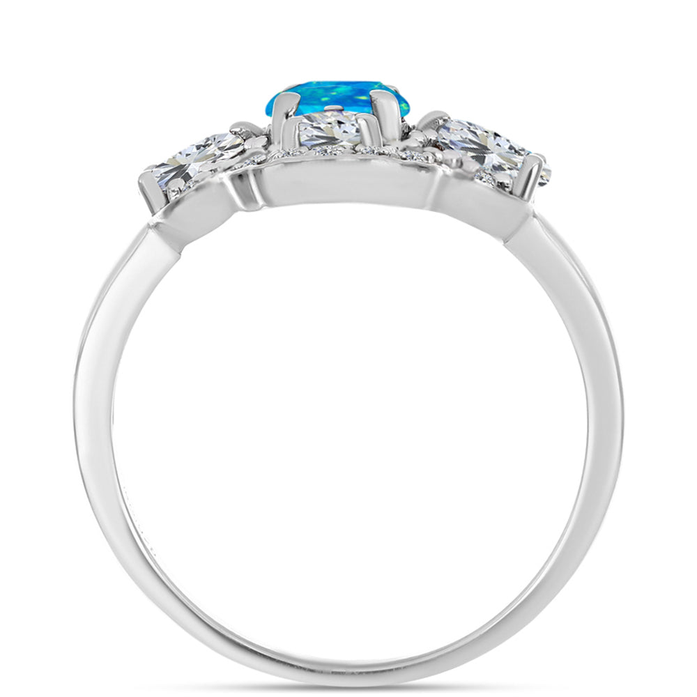 Silberring mit äthiopischem Paraiba-Blauopal und weißem Topas