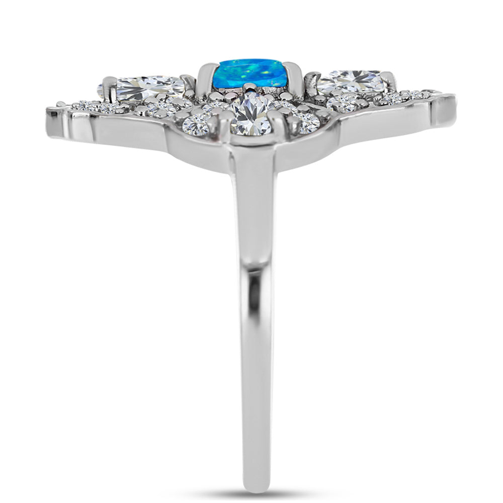 Silberring mit äthiopischem Paraiba-Blauopal und weißem Topas