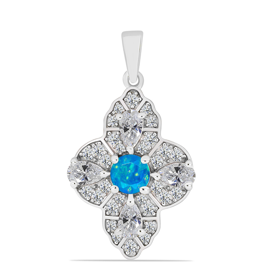 Silberanhänger mit äthiopischem Paraiba-Blauopal und weißem Topas 1 