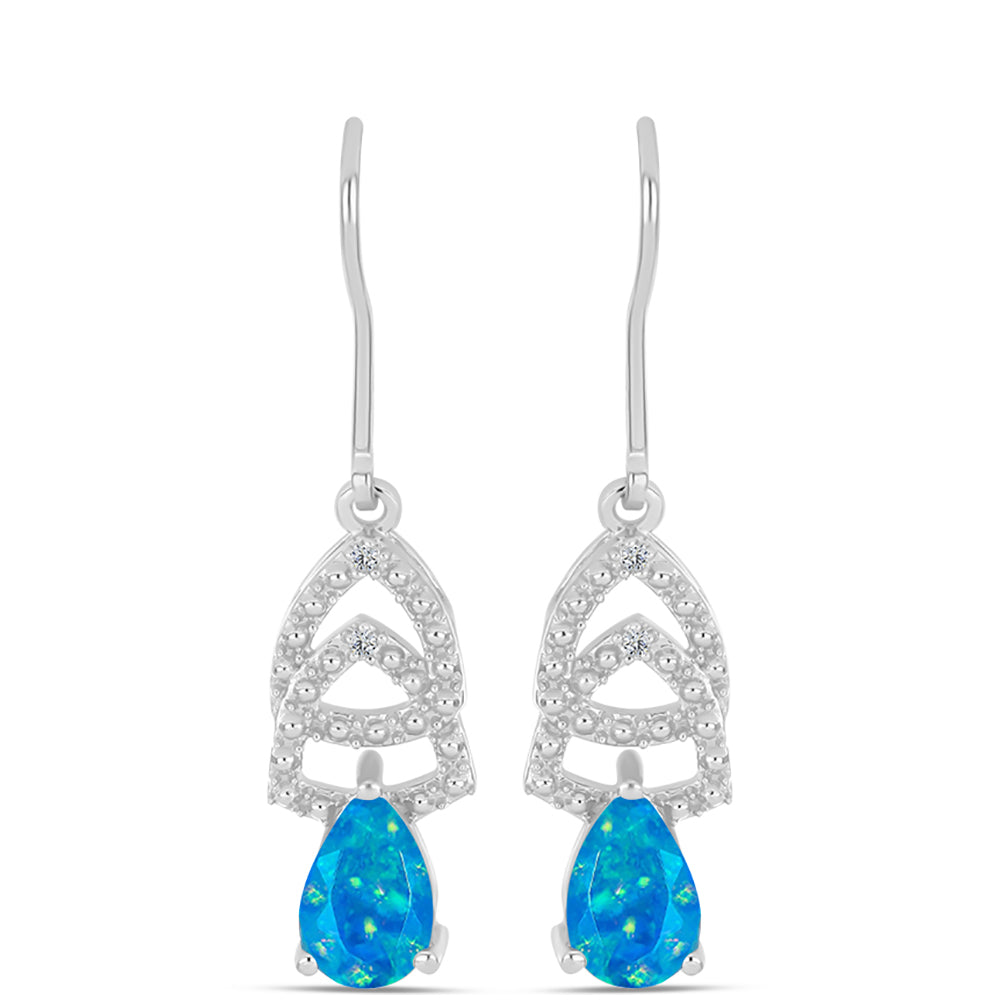 Silberohrringe mit äthiopischem Paraiba-Blauopal und weißem Topas 1 