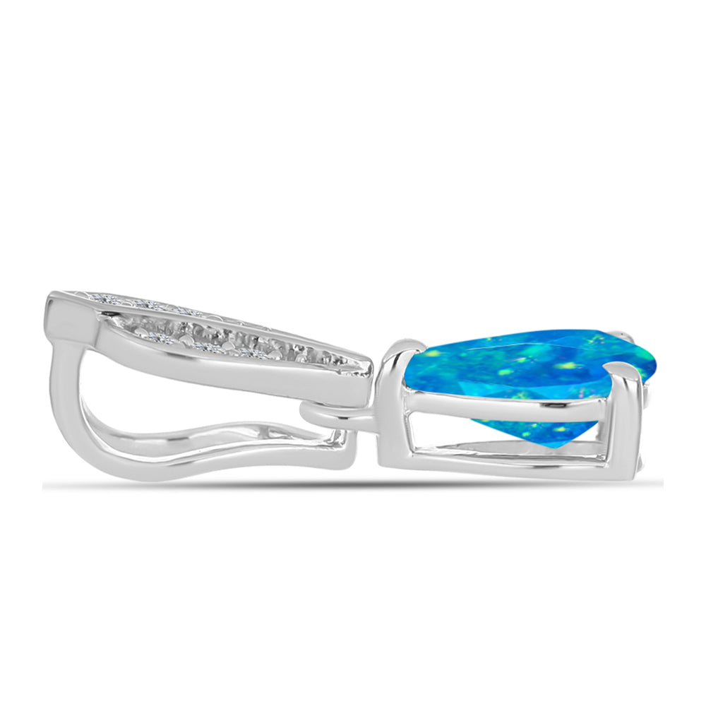 Silberanhänger mit äthiopischem Paraiba-Blauopal und weißem Topas 2 