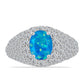 Silberring mit äthiopischem Paraiba-Blauopal und weißem Topas