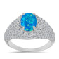 Silberring mit äthiopischem Paraiba-Blauopal und weißem Topas