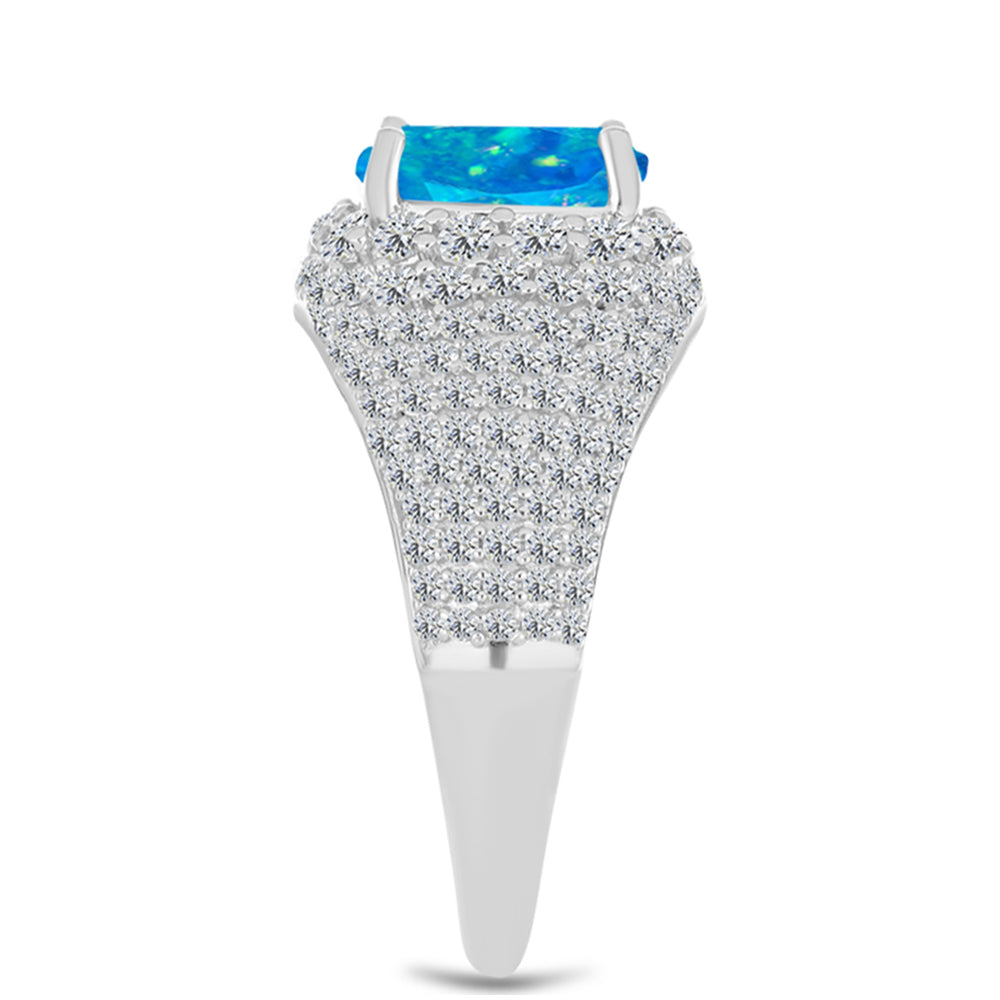 Silberring mit äthiopischem Paraiba-Blauopal und weißem Topas