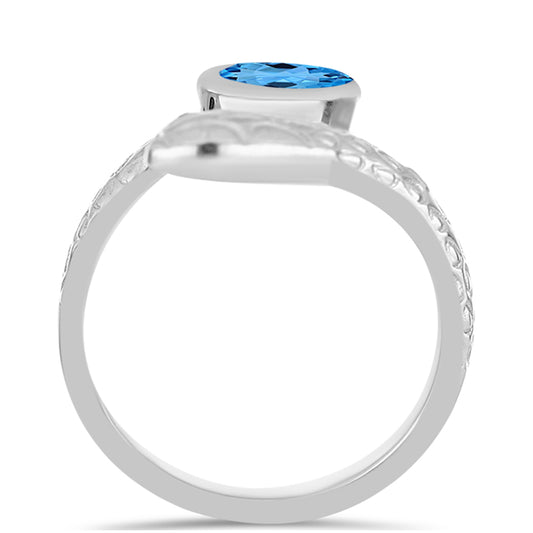Silberring mit schweizerischem Blautopas
