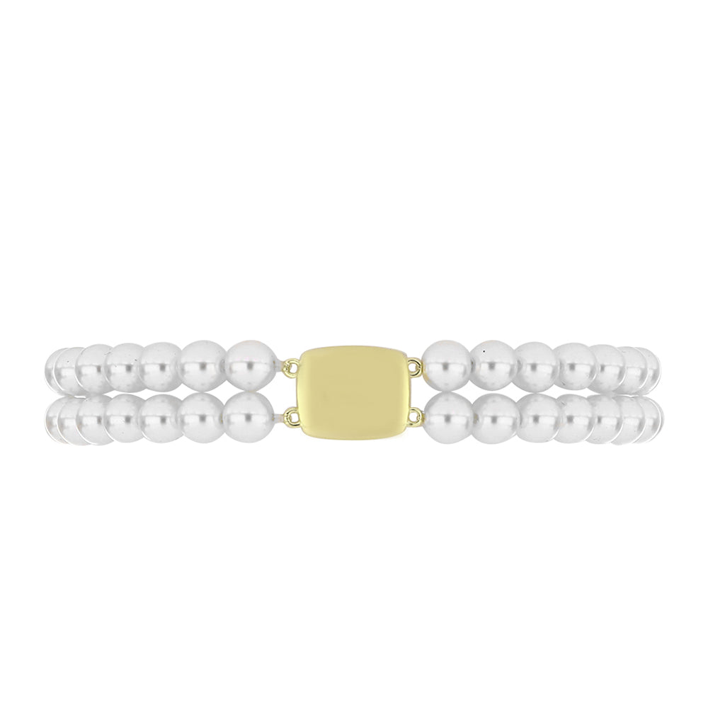 Goldplattiertes Silberarmband mit weißer Süßwasserperle