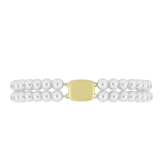 Goldplattiertes Silberarmband mit weißer Süßwasserperle