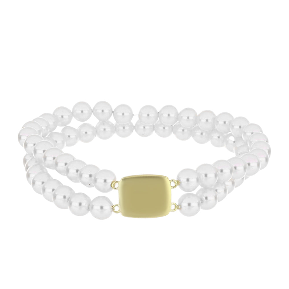 Goldplattiertes Silberarmband mit weißer Süßwasserperle