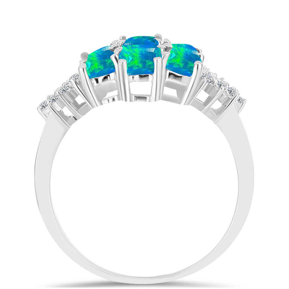 Silberring mit äthiopischem Paraiba-Blauopal und weißem Topas