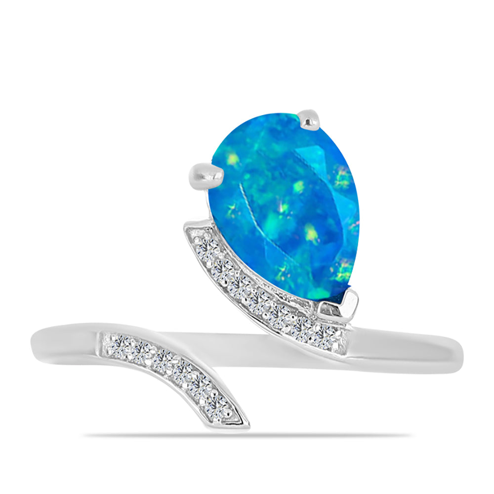 Silberring mit äthiopischem Paraiba-Blauopal und weißem Topas 1 