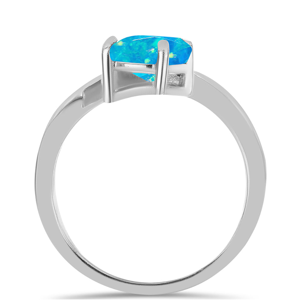Silberring mit äthiopischem Paraiba-Blauopal und weißem Topas