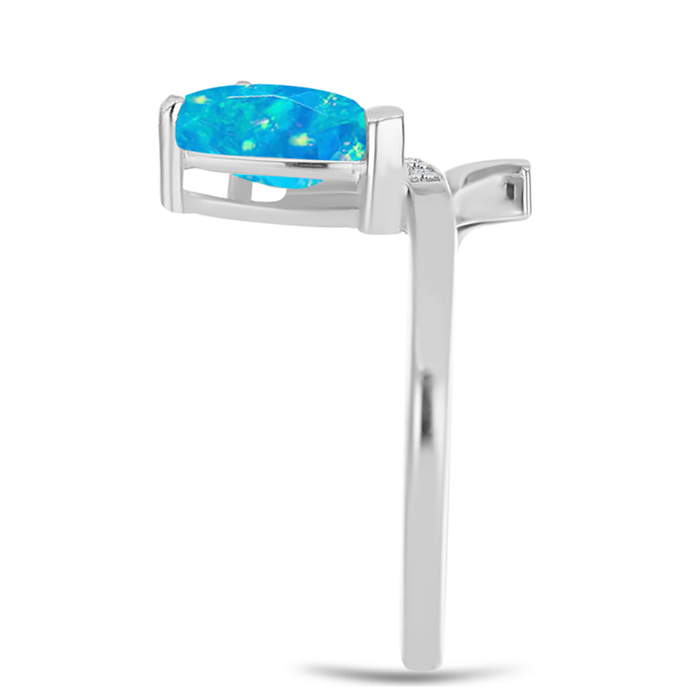 Silberring mit äthiopischem Paraiba-Blauopal und weißem Topas