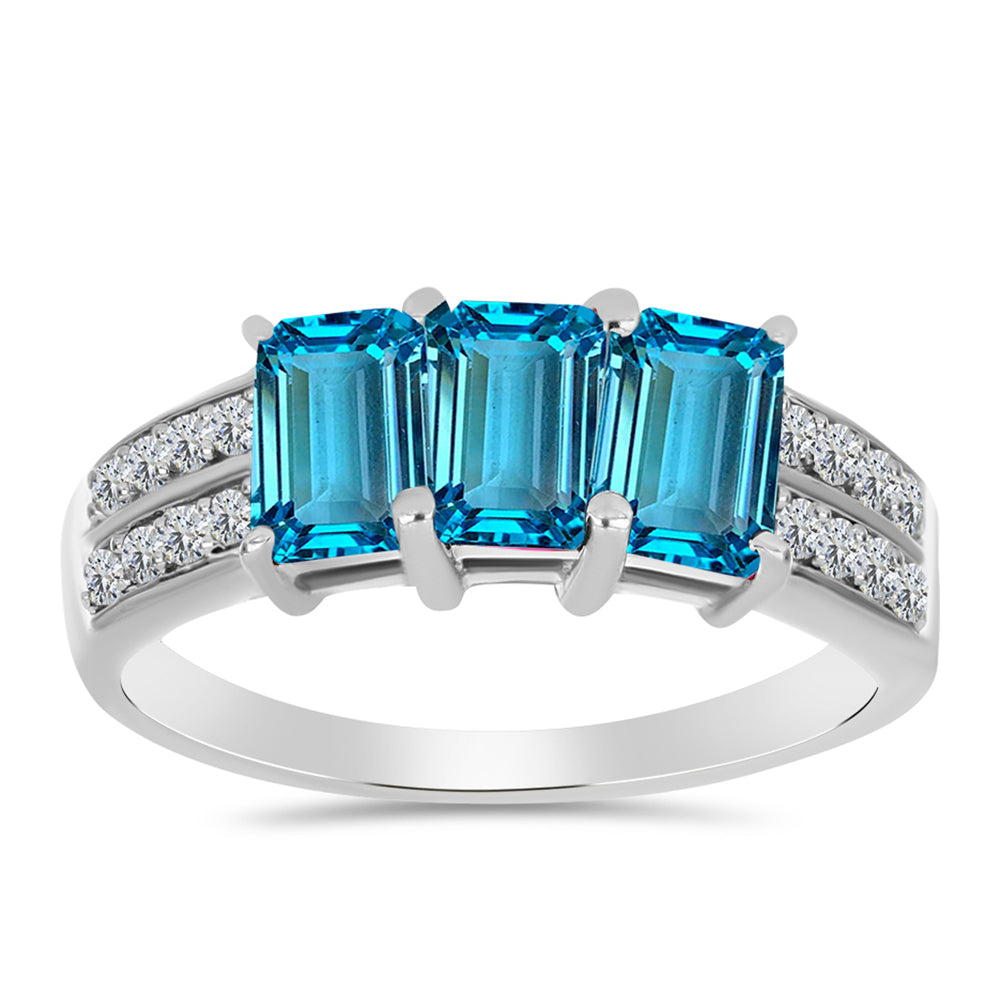 Silberring mit schweizerischem Blautopas und weißem Topas