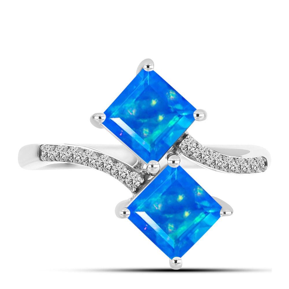 Silberring mit äthiopischem Paraiba-Blauopal und weißem Topas 1 