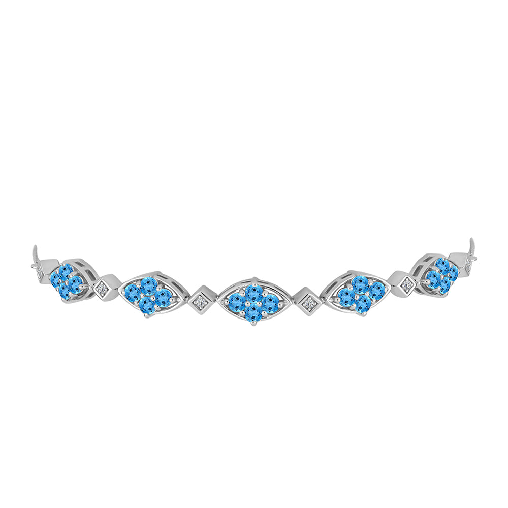 Silberarmband mit schweizerischem Blautopas und weißem Topas 2 