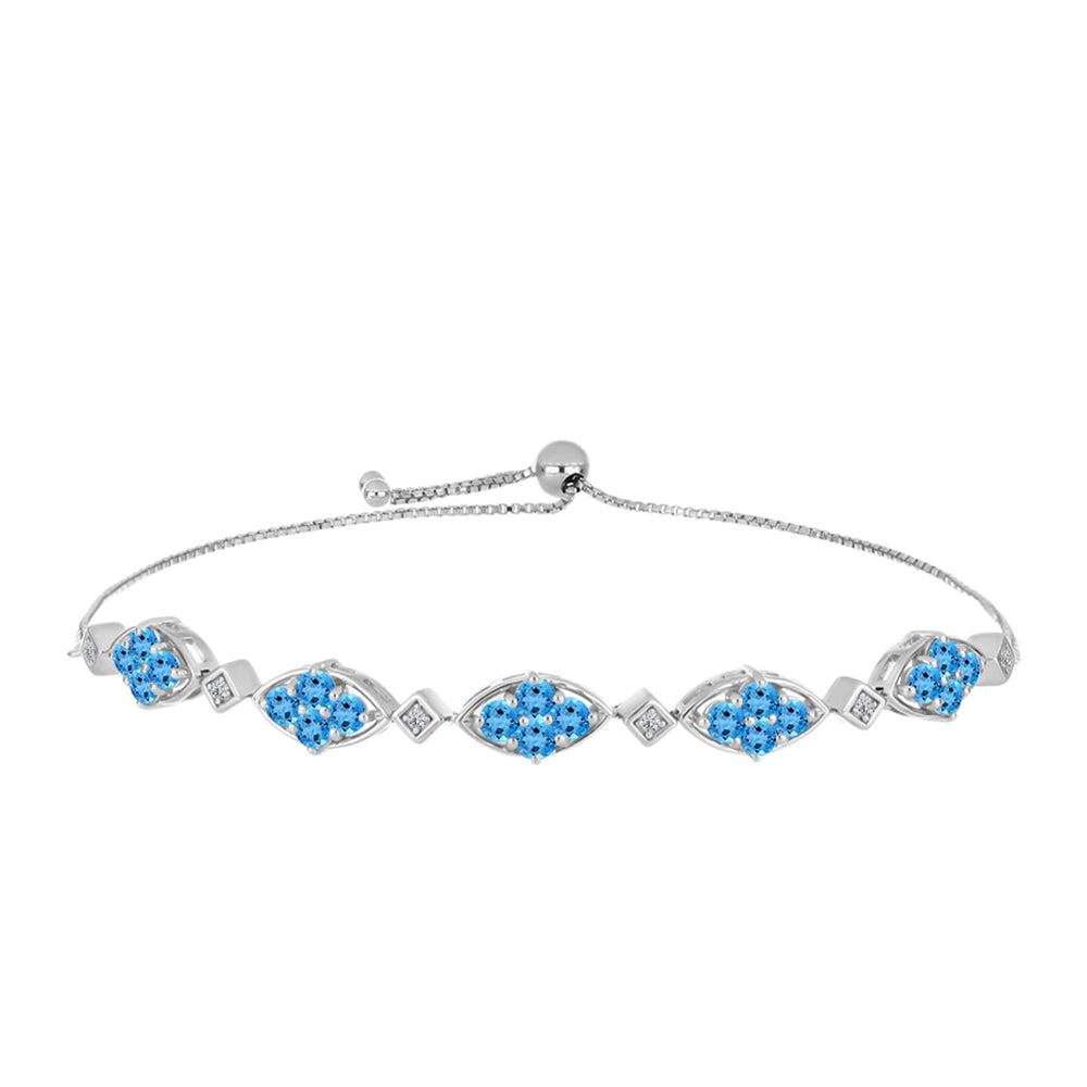 Silberarmband mit schweizerischem Blautopas und weißem Topas