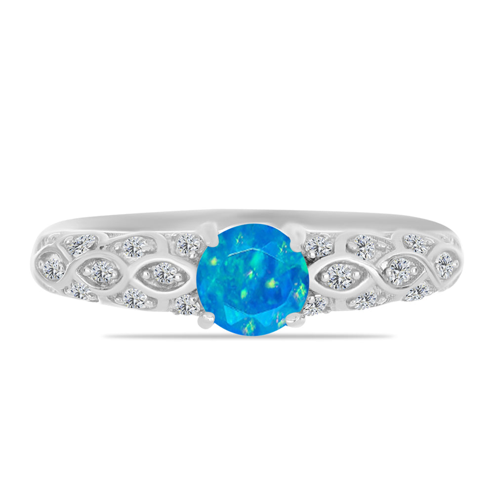 Silberring mit äthiopischem Paraiba-Blauopal und weißem Topas 1 