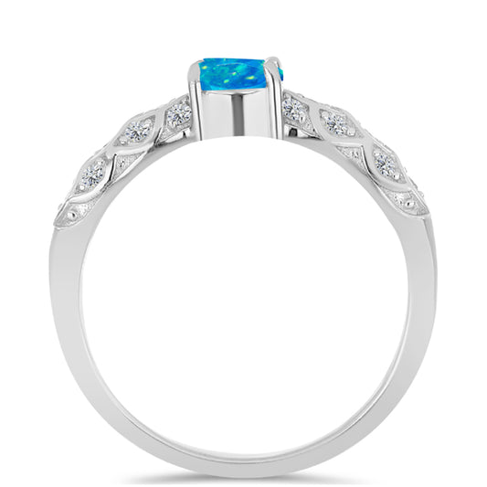 Silberring mit äthiopischem Paraiba-Blauopal und weißem Topas