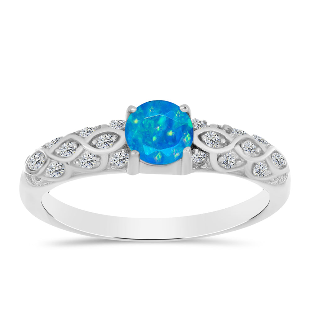 Silberring mit äthiopischem Paraiba-Blauopal und weißem Topas