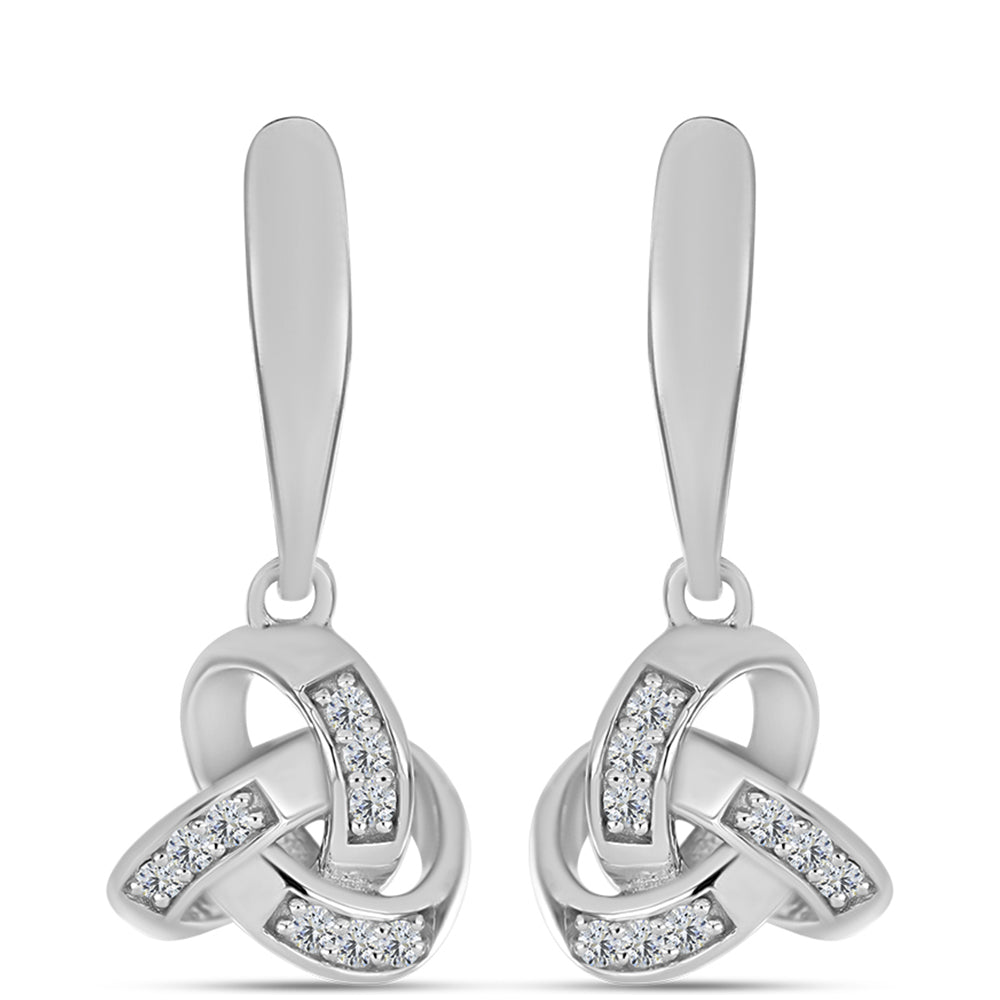 Silberohrringe mit weißem Diamant 1 