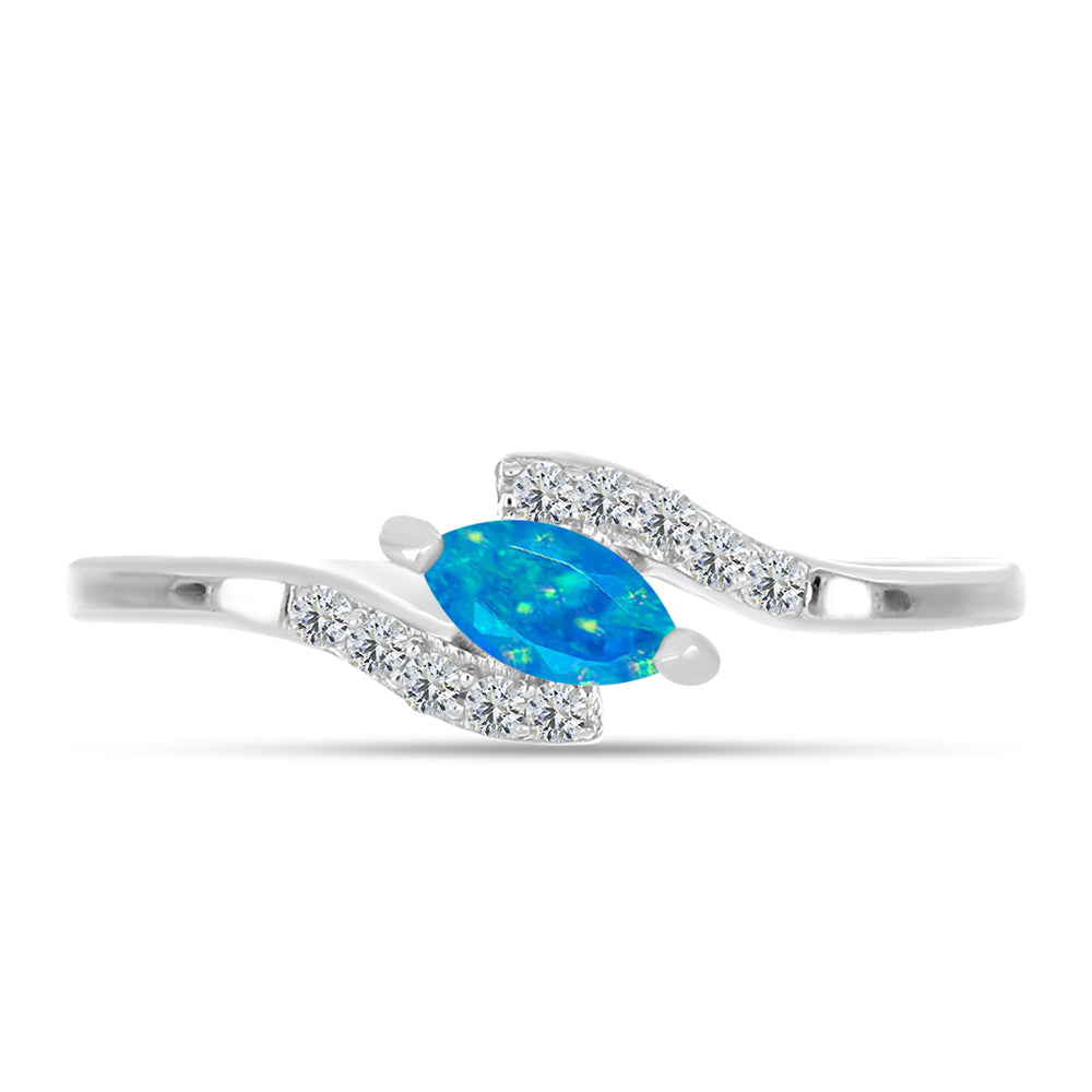 Silberring mit äthiopischem Paraiba-Blauopal und weißem Topas 1 