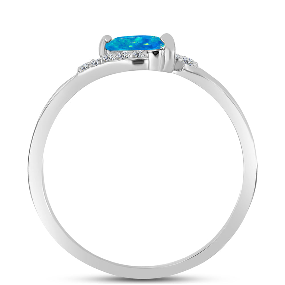 Silberring mit äthiopischem Paraiba-Blauopal und weißem Topas 2 