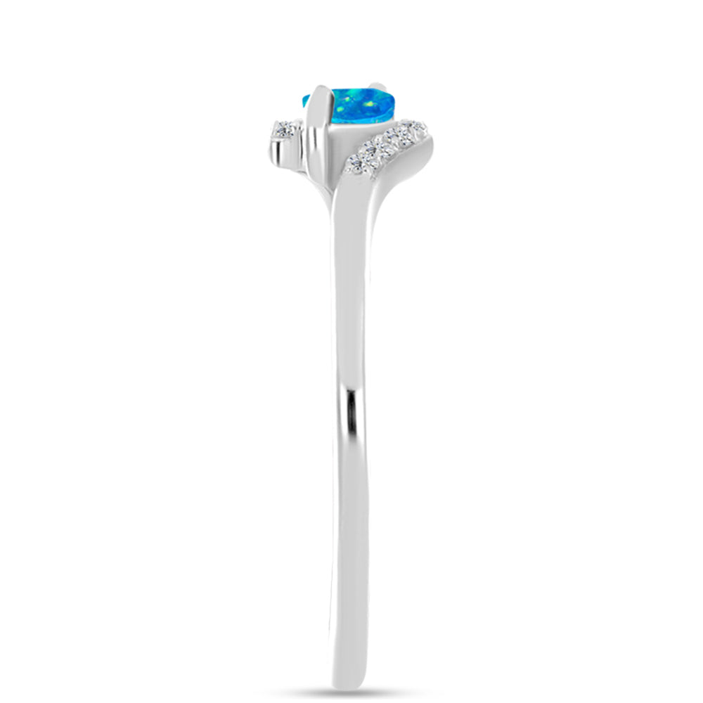 Silberring mit äthiopischem Paraiba-Blauopal und weißem Topas