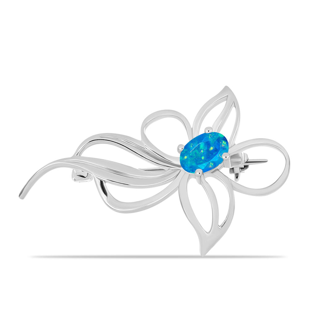 Silberbrosche mit äthiopischem Paraiba-Blauopal